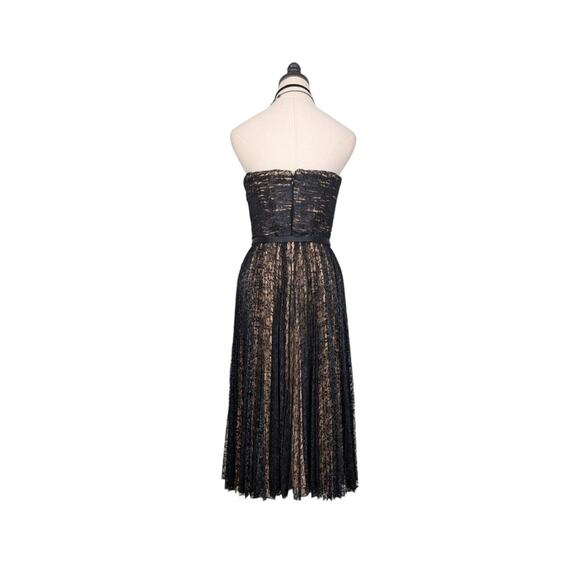 Badgley Mischka Midi Dress Cocktail Gown Black 8 Lace Strapless Glam Classic - Picture 4 of 16